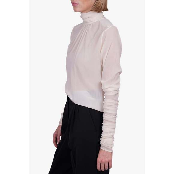 Pre-loved Chanel™ Beige Silk Maxi Sleeve Top Size 38 - Picture 2 of 3